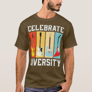 Funny Guitar Celebrate Diversity Vintag Music739 T-Shirt