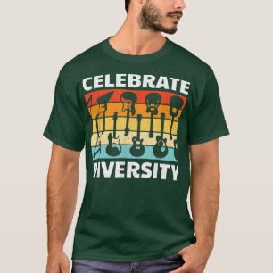 Funny Guitar Celebrate Diversity Vintag Music 733 T-Shirt