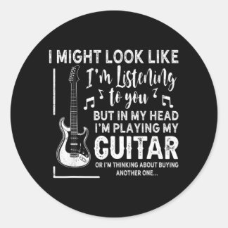 Funny Guitar Music könnte aussehen, als höre ich z Runder Aufkleber