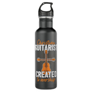 Funny Guitar Player Gitarrist I Crucifix Christlic Edelstahlflasche