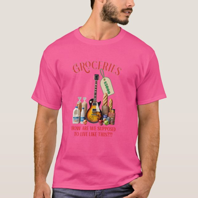 Funny Guitar Player Groceries Food Rock Blues Band T-Shirt (Vorderseite)