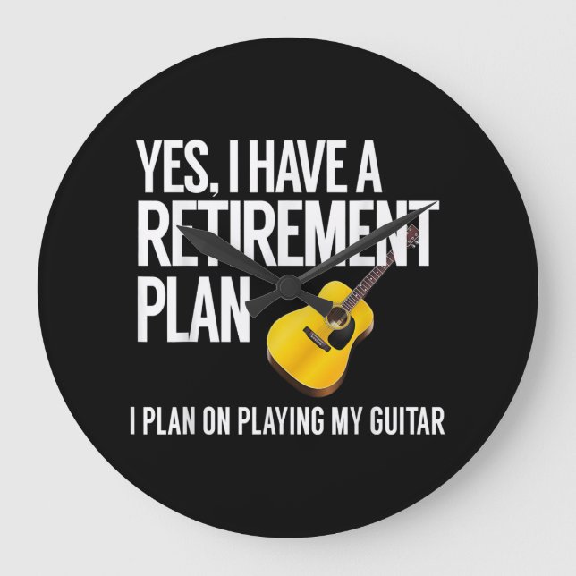 Funny Guitar Player Rentirement Geschenk Große Wanduhr (Vorderseite)