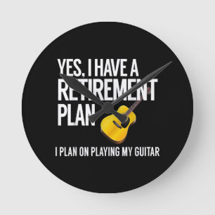 Funny Guitar Player Rentirement Geschenk Runde Wanduhr