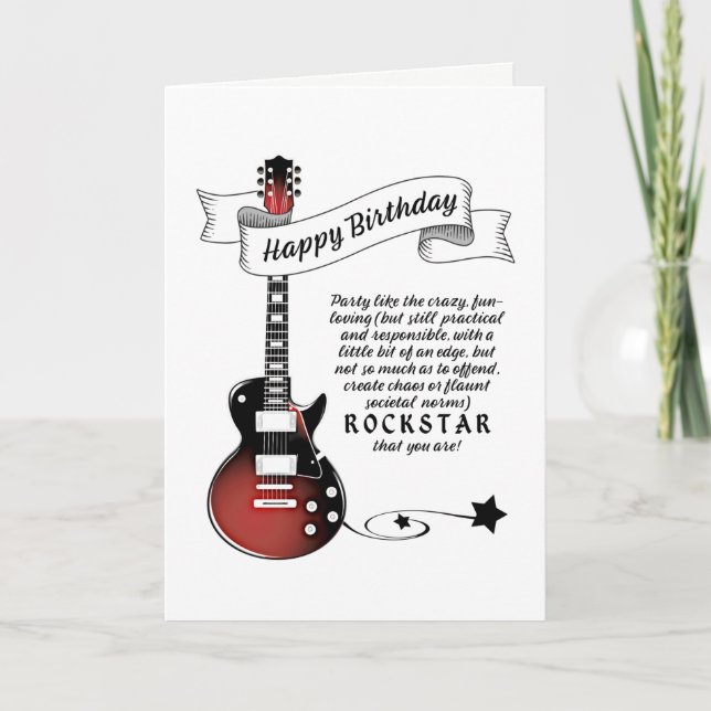 Funny Guitar Rockstar Gitarrist Rocker Birthday Ca Karte (Vorderseite)