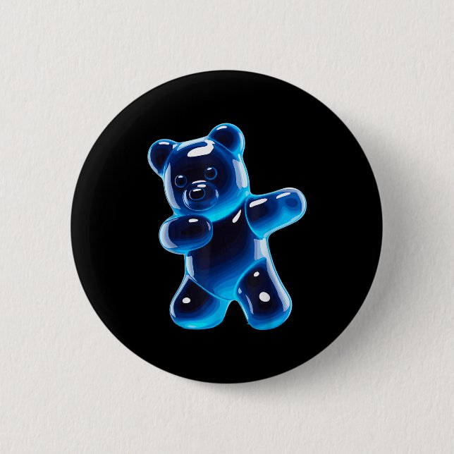 Funny Gummy Bear Art For Men Women Kids Candy Bear Button (Vorderseite)