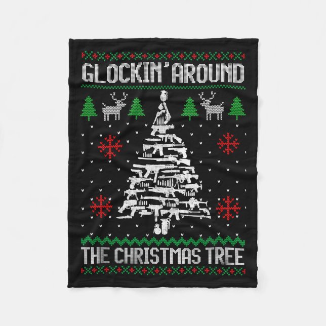 Funny Guns Ugly Christmas Sweaters For Gun Lovers  Fleecedecke (Vorderseite)