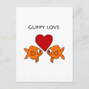 Funny Guppy Liebe Design Postkarte
