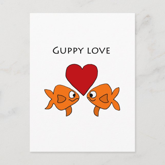 Funny Guppy Liebe Design Postkarte (Vorderseite)