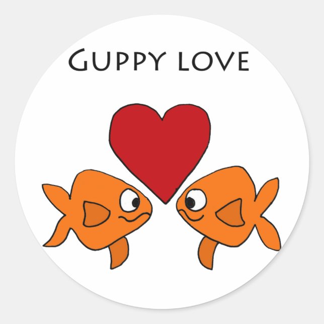 Funny Guppy Liebe Design Runder Aufkleber (Vorderseite)