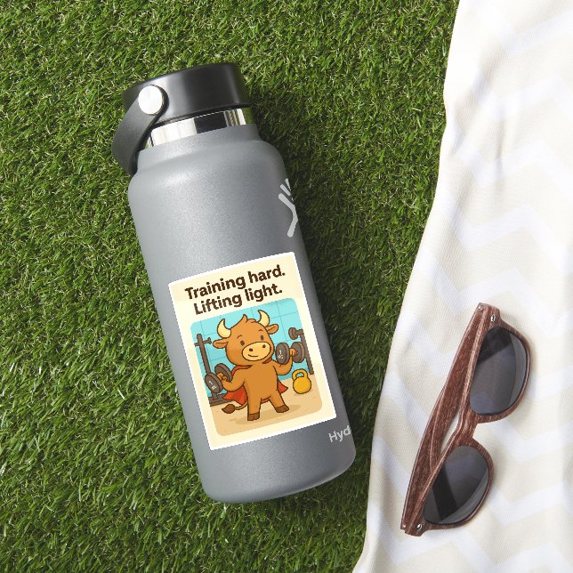 Funny Gym Bull "Training Hard" Bullio Design Aufkleber (HydroFlask Insitu)