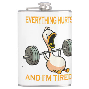 Funny gym duck Zitat alles tut weh und ich bin Rei Flachmann