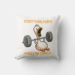 Funny gym duck Zitat alles tut weh und ich bin Rei Kissen