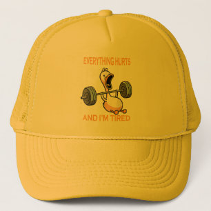 Funny gym duck Zitat alles tut weh und ich bin Rei Truckerkappe