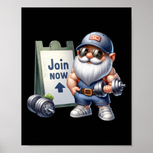 Funny Gym Gnome Grafik mit Dumbells für Männer gee Poster