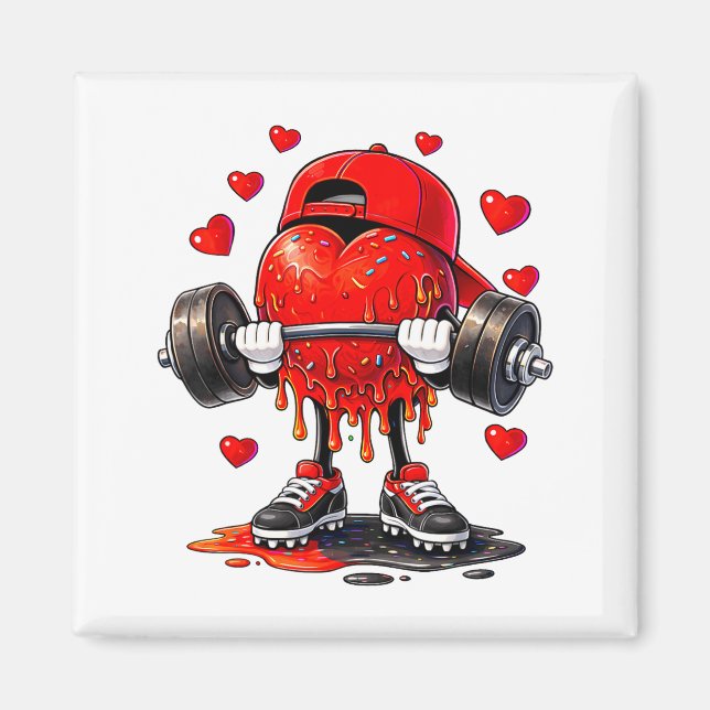 Funny Gym Heart Weightlifting Fitness Workout Drip Magnet (Vorne)
