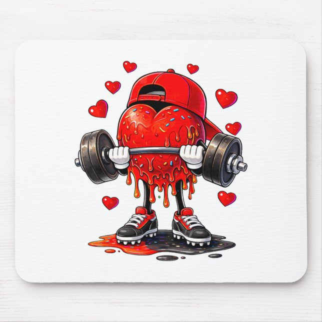 Funny Gym Heart Weightlifting Fitness Workout Drip Mousepad (Vorne)