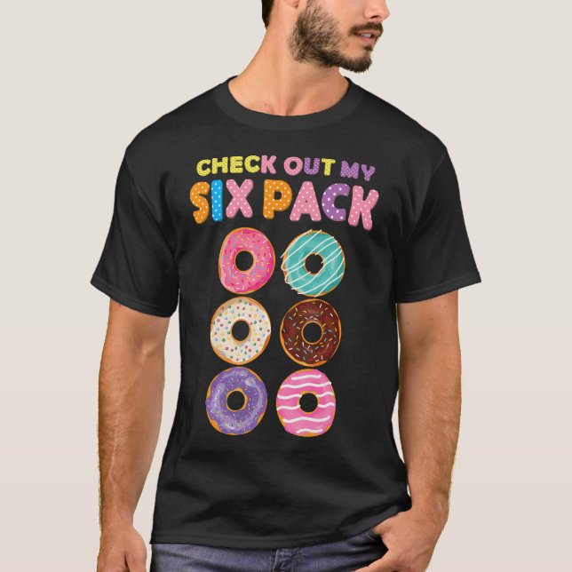 Funny Gym Karo Out My Six Pack Donut Funny Donut T-Shirt (Vorderseite)