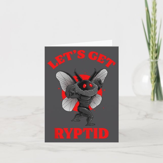 Funny Gym Mothman Shirt Cryptid Let's Get Ryptid G Karte (Vorderseite)