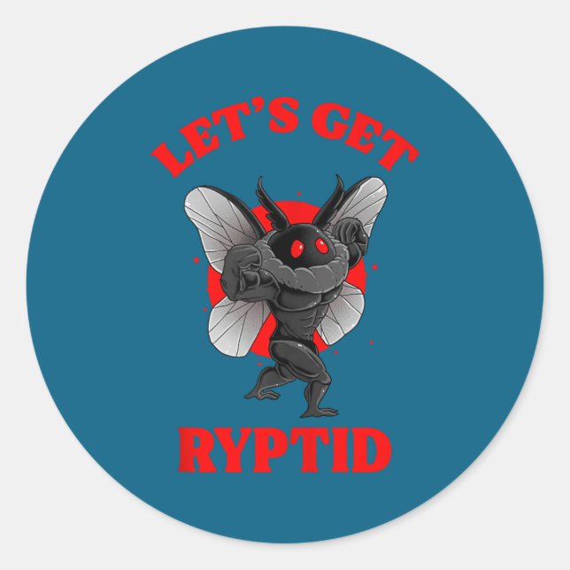 Funny Gym Mothman Shirt Cryptid Let's Get Ryptid G Runder Aufkleber (Vorderseite)