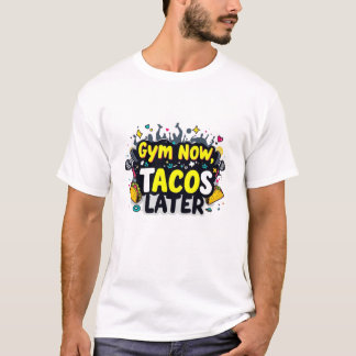 Funny "Gym Now, Tacos Spater" Fitness T - Shirt