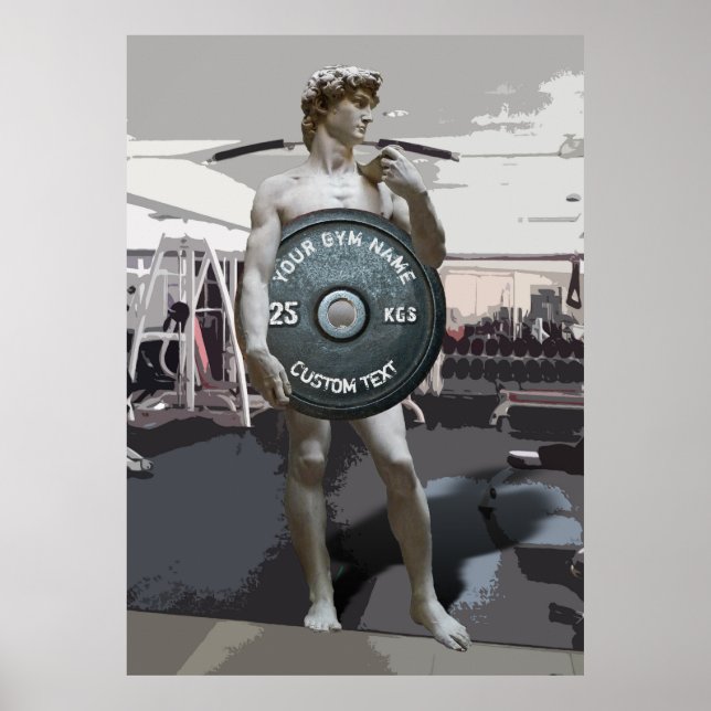 Funny Gym Owner Fitness David Holding Weight Poster (Vorne)