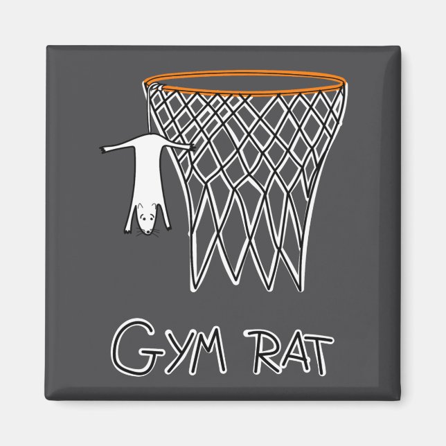 Funny Gym Rat Basketball Hoop  Magnet (Vorne)