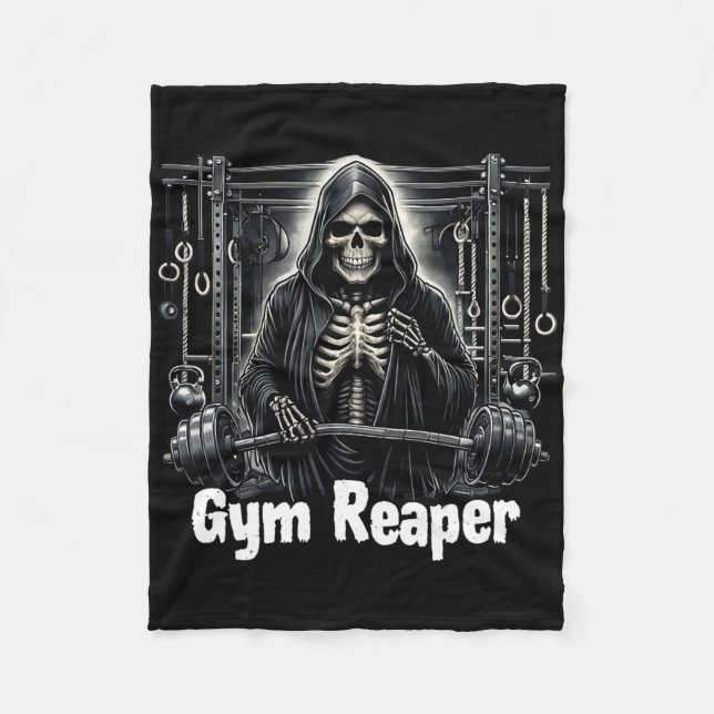 Funny Gym Sensenmann Workout Bodybuilding Fleecedecke (Vorderseite)