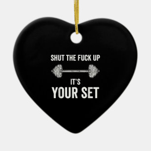 Funny Gym trainiert sein Set Zitat Keramik Ornament