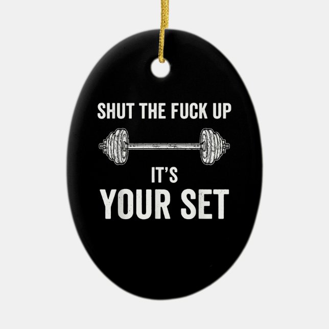 Funny Gym trainiert sein Set Zitat Keramik Ornament (Vorne)