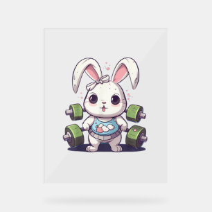 Funny Gym Workout Bunny Fitness Studio Rabbit Card Acrylschild