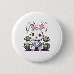 Funny Gym Workout Bunny Fitness Studio Rabbit Card Button