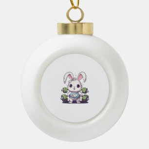 Funny Gym Workout Bunny Fitness Studio Rabbit Card Keramik Kugel-Ornament