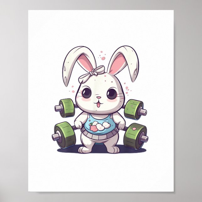 Funny Gym Workout Bunny Fitness Studio Rabbit Card Poster (Vorne)