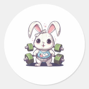 Funny Gym Workout Bunny Fitness Studio Rabbit Card Runder Aufkleber