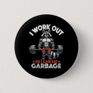 Funny Gym Workout Musclated Raccoon Weichtraining Button