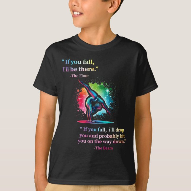 Funny Gymnastics Floor Saying Gymnast Girl Rainbow T-Shirt (Vorderseite)