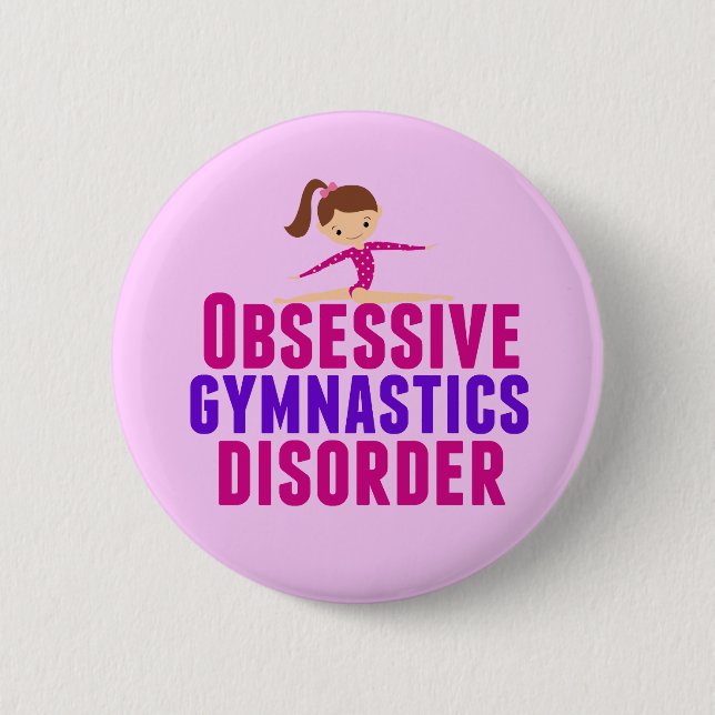 Funny Gymnastics Girl Pink Button (Vorderseite)