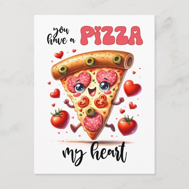Funny habe eine Pizza, mein Herz Punny Valentine Postkarte (Vorderseite)