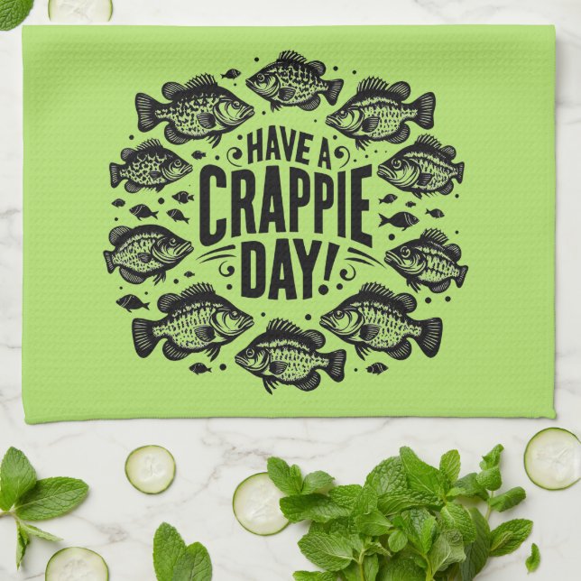 Funny haben Crappie Day Fischen Geschirrtuch (Gefaltet)