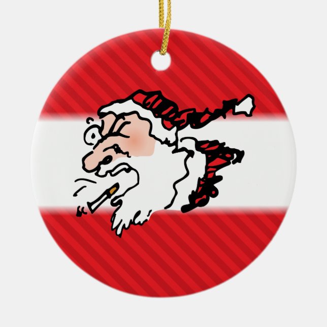 Funny Hackin Smoker Santa Ornament (Vorne)