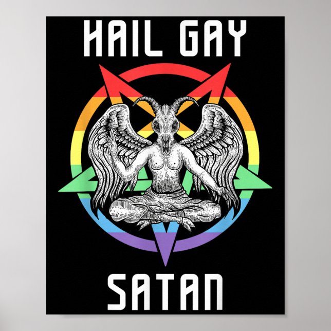 Funny Hail Gay Satan Lgbt Goth Gay Pride Baphomet Poster (Vorne)