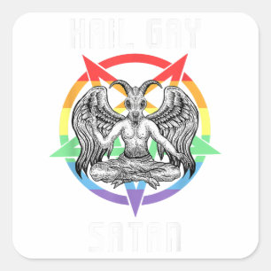 Funny Hail Gay Satan LGBT Goth Gay Pride Baphomet Quadratischer Aufkleber