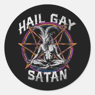 Funny Hail Gay Satan LGBT Goth Gay Pride Baphomet Runder Aufkleber