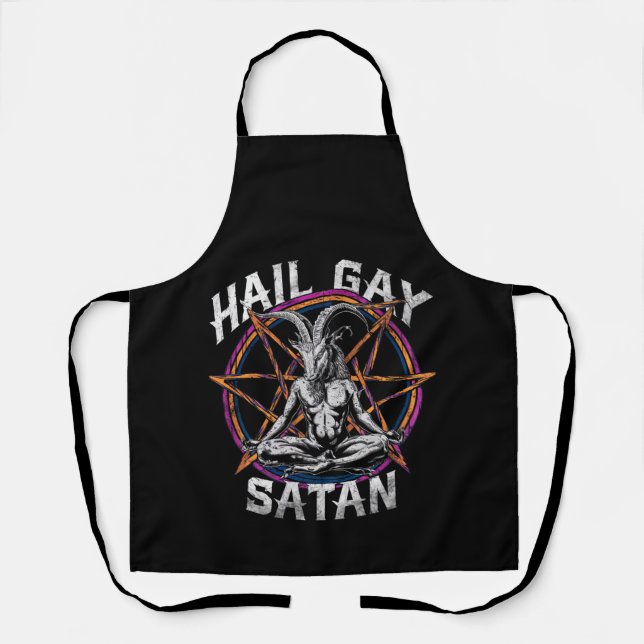 Funny Hail Gay Satan LGBT Goth Gay Pride Baphomet Schürze (Vorderseite)
