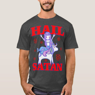Funny Hail Satan Unicorn Mermaid Death Metal Gesch T-Shirt