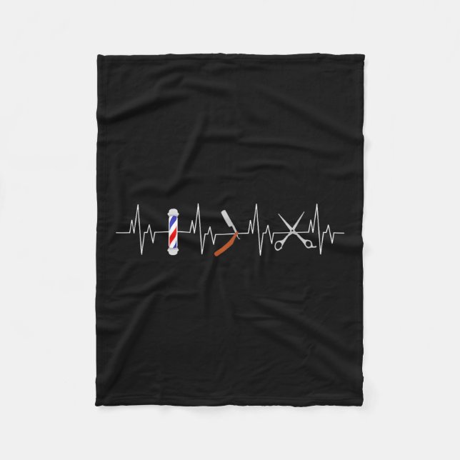 Funny Haircut Barber Pole Comb Blade Beard Heartbe Fleecedecke (Vorderseite)