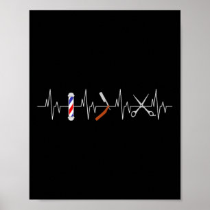 Funny Haircut Barber Pole Comb Blade Beard Heartbe Poster