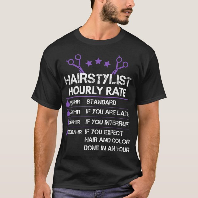 Funny Hairstylist Stundensatz Barber Geschenk T-Shirt (Vorderseite)