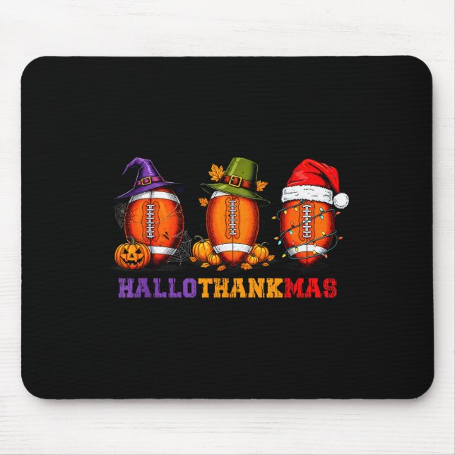 Funny Hallothankmas Football Halloween Thanksgivin Mousepad (Vorne)