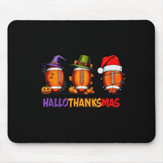 Funny Hallothanksmas Football Halloween Thanksgivi Mousepad (Vorne)
